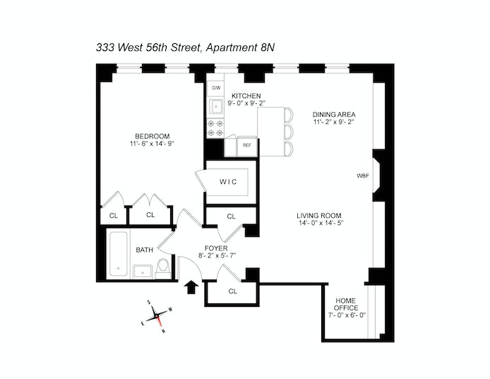 Floorplan for 333 West 56th Street, 8N