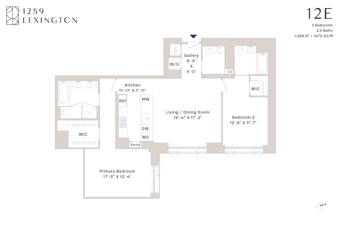 Floorplan for 1289 Lexington Avenue, 12E