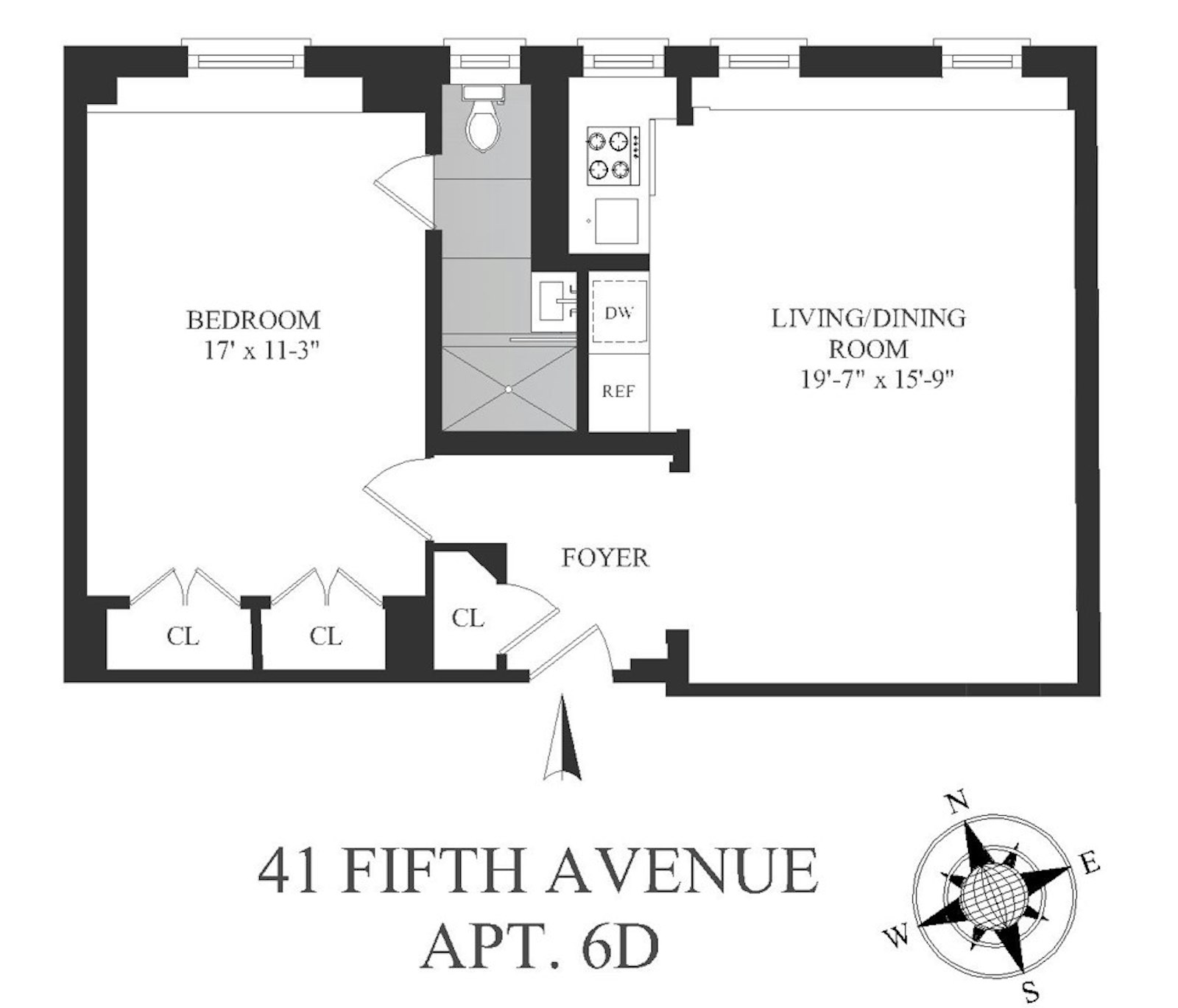 Floorplan for 41 Fifth Avenue, 6D