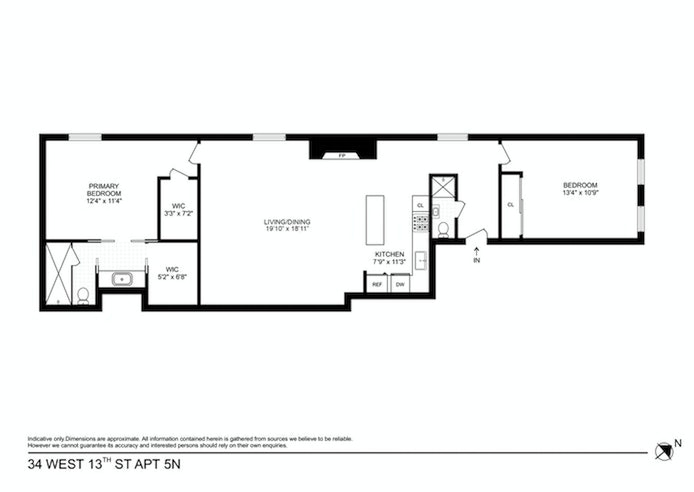 Floorplan for 34 West 13th Street, 5NORTH