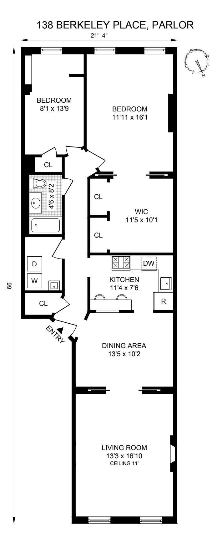 Floorplan for 138 Berkeley Place, PARLOR