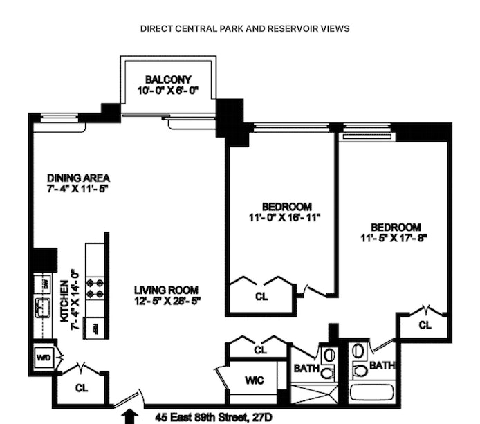 Floorplan for 45 East 89th Street, 27D