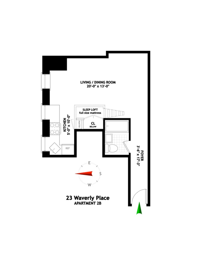 Floorplan for 23 Waverly Place, 2B