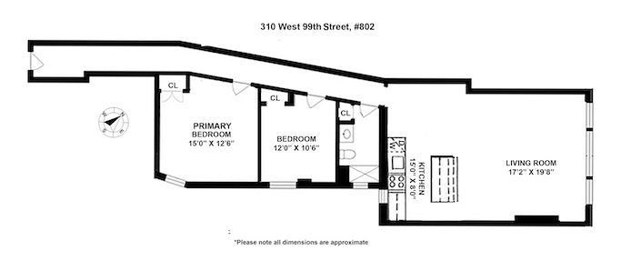 Floorplan for 310 West 99th Street, 802