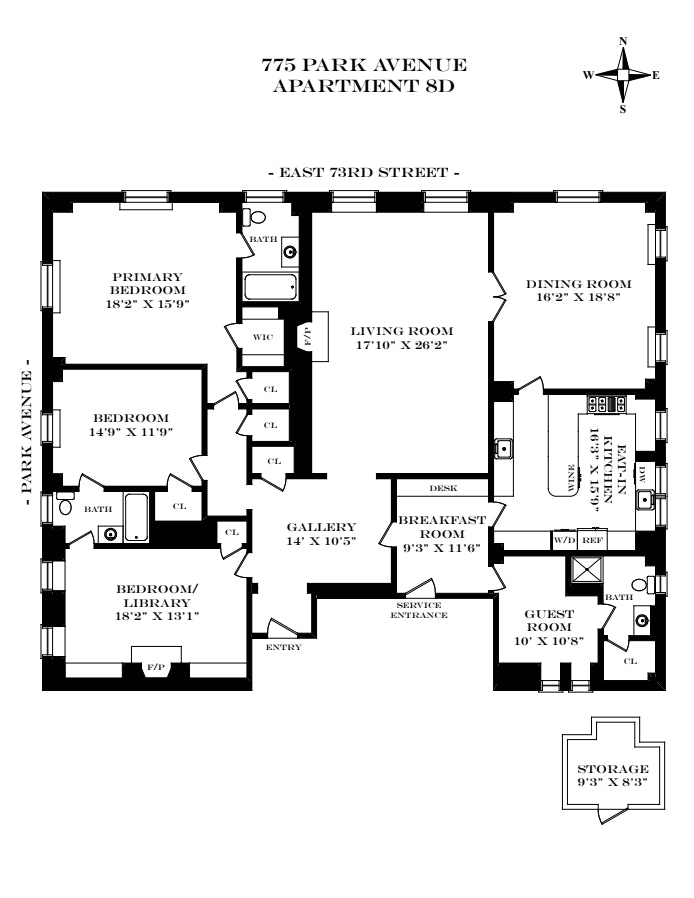 Floorplan for 775 Park Avenue, 8D