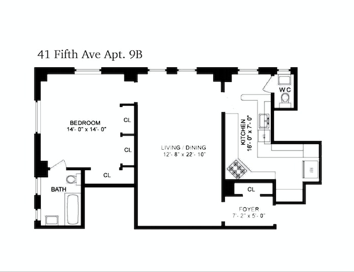 Floorplan for 41 Fifth Avenue, 9B