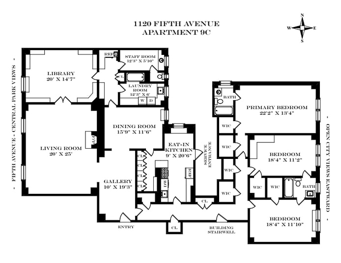 Floorplan for 1120 Fifth Avenue, 9C