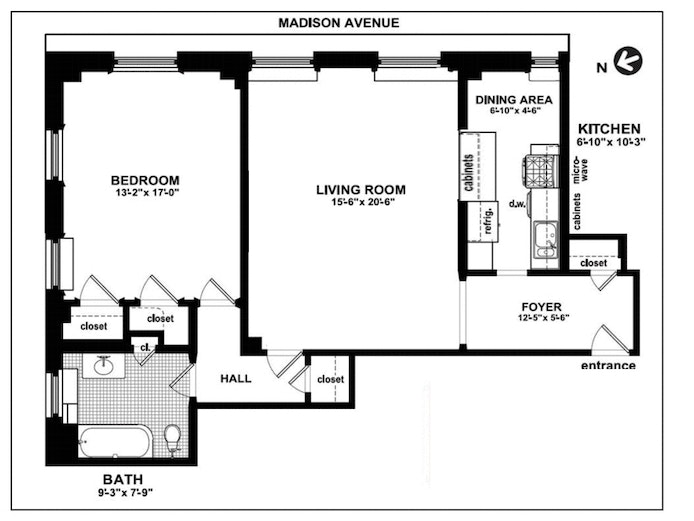 Floorplan for 1100 Madison Avenue, 9F