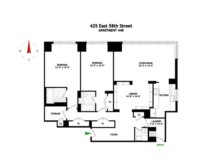 Floorplan for 425 East 58th Street, 44B