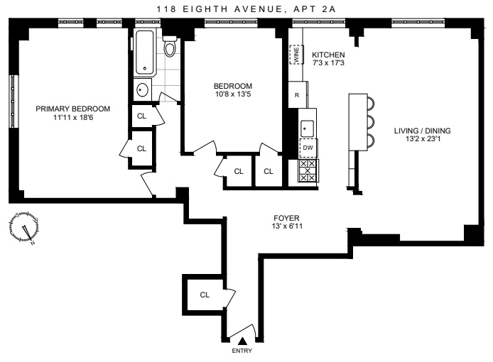 Floorplan for 118 8th Avenue, 2A