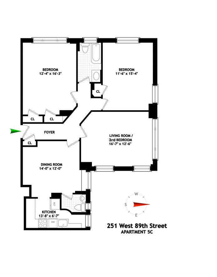 Floorplan for 251 West 89th Street, 5C