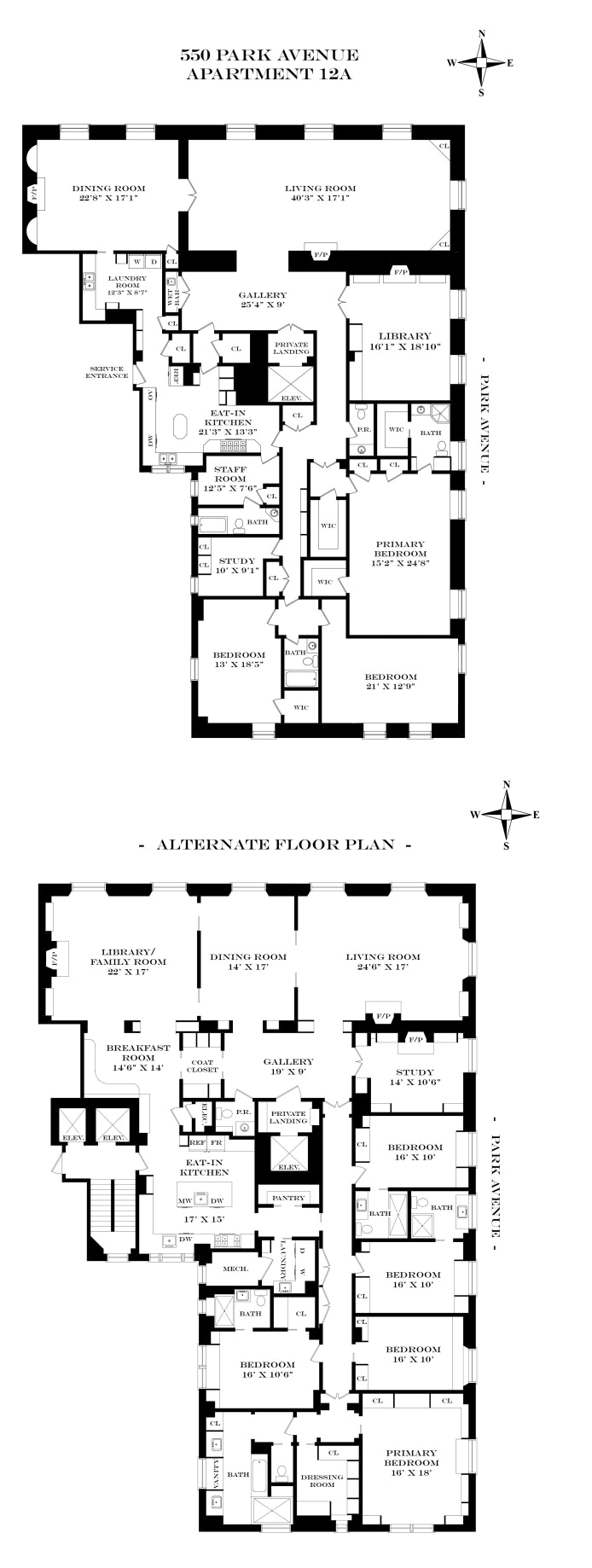 Floorplan for 550 Park Avenue, 12A