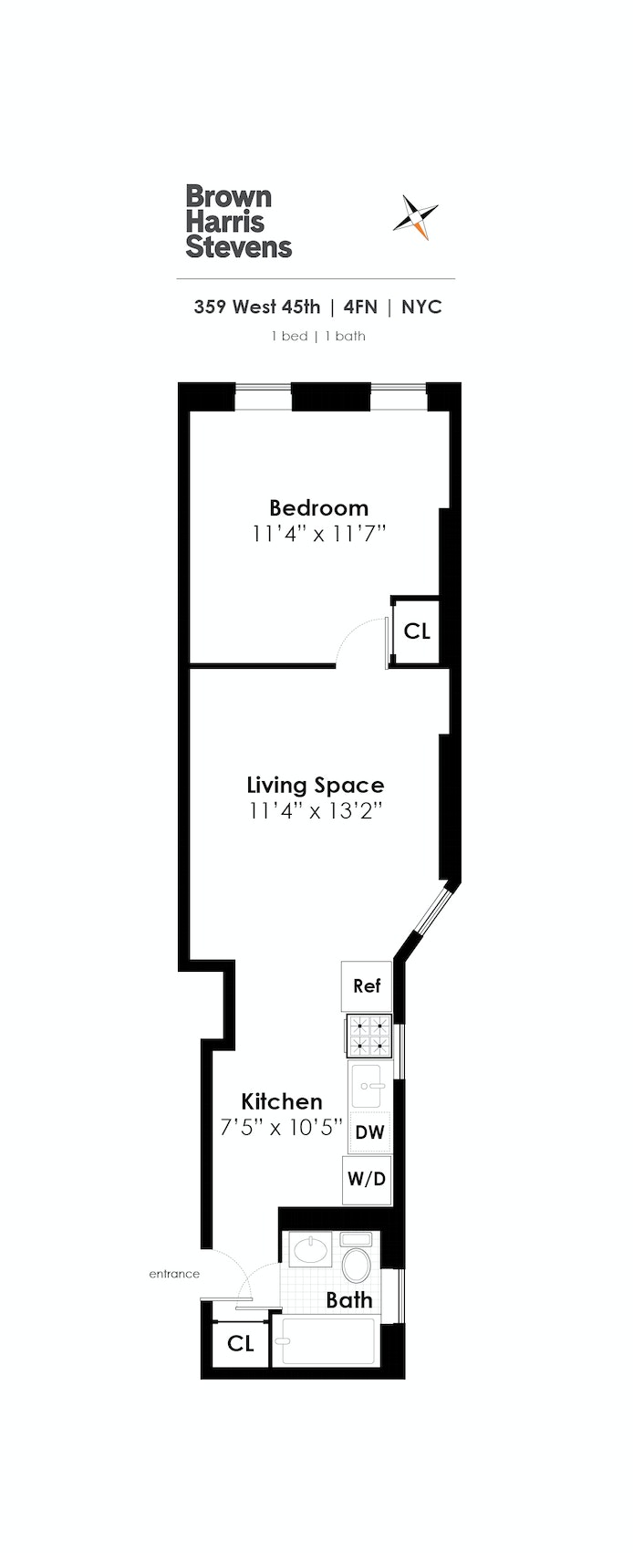 Floorplan for 359 West 45th Street, 4FN