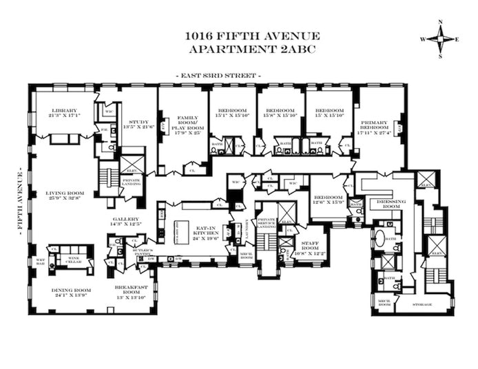 Floorplan for 1016 Fifth Avenue, 2A/B/C