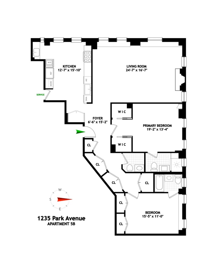 Floorplan for 1235 Park Avenue, 5B