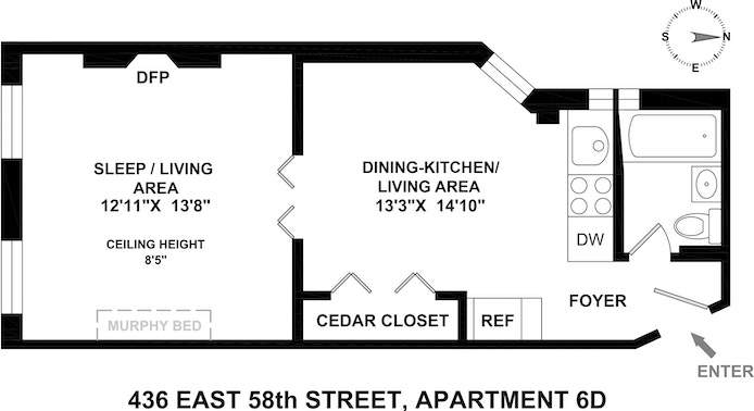 Floorplan for 436 East 58th Street, 6D