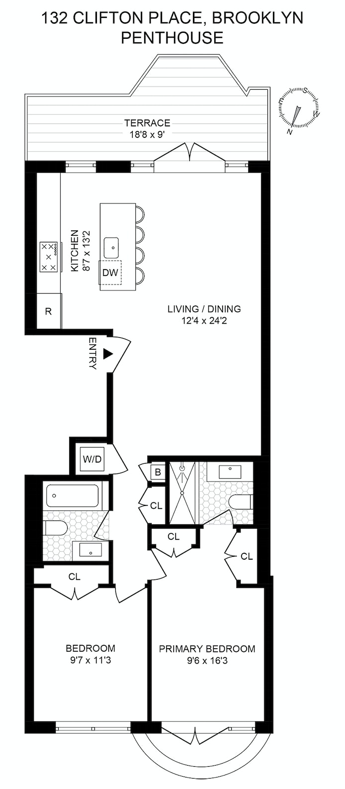Floorplan for 132 Clifton Place, PH