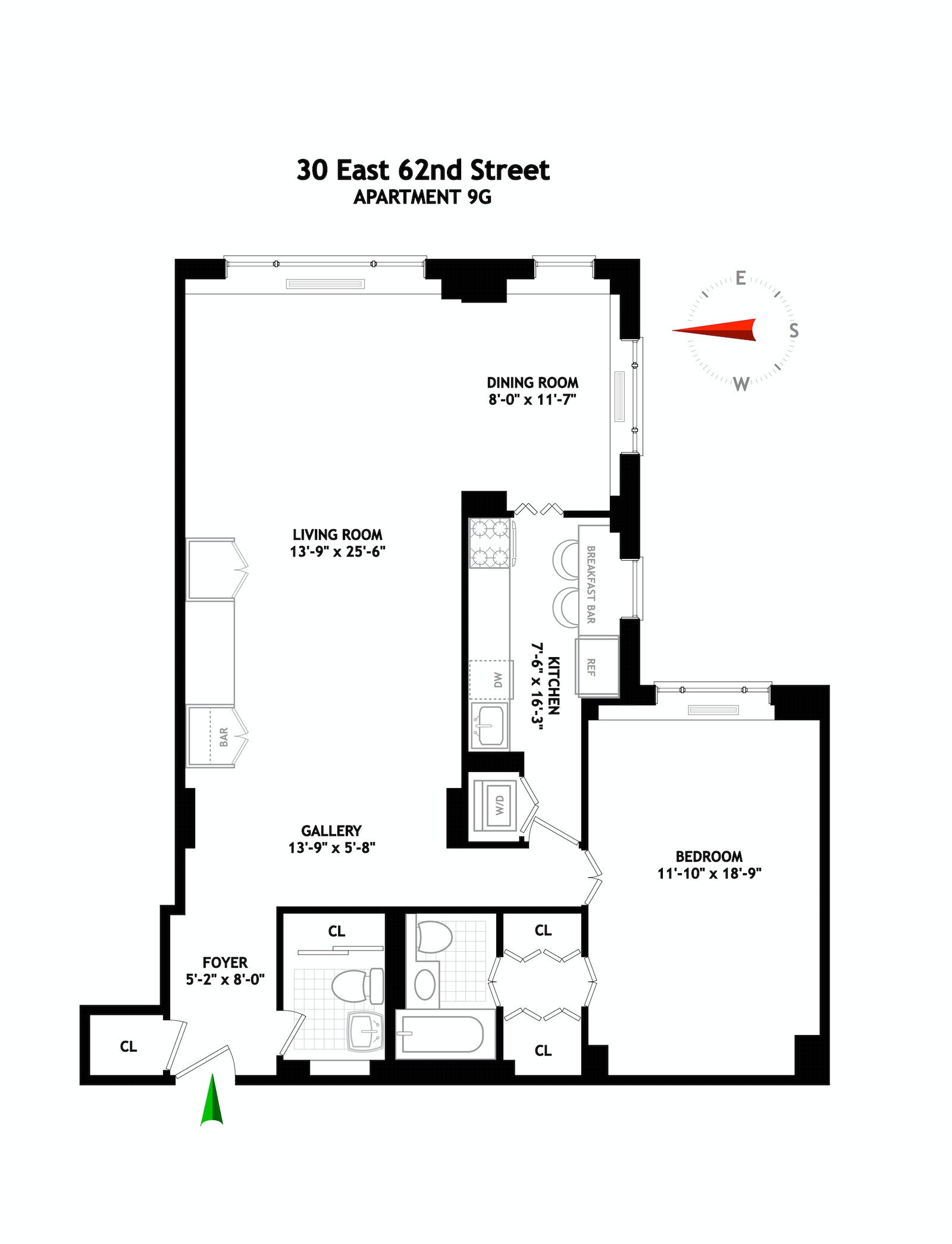 Floorplan for 30 East 62nd Street, 9G