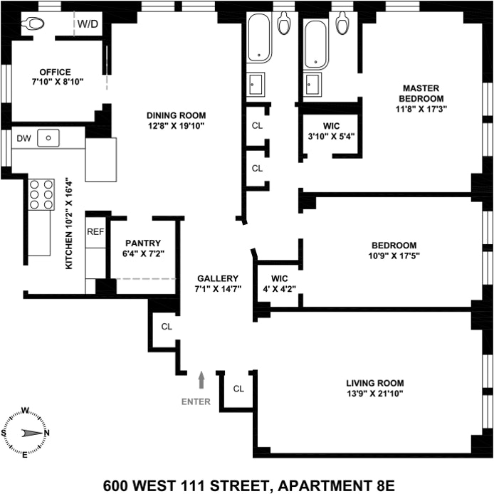Floorplan for 600 West 111th Street, 8E