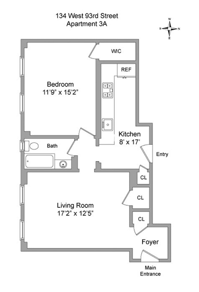 Floorplan for 134 West 93rd Street, 3A