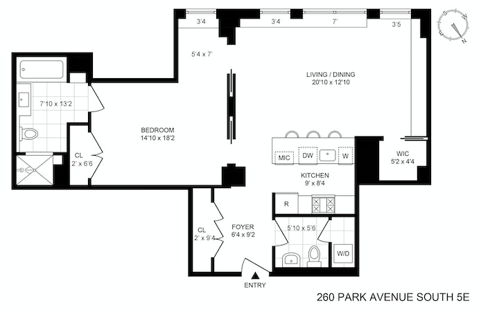 Floorplan for 260 Park Avenue South, 5E
