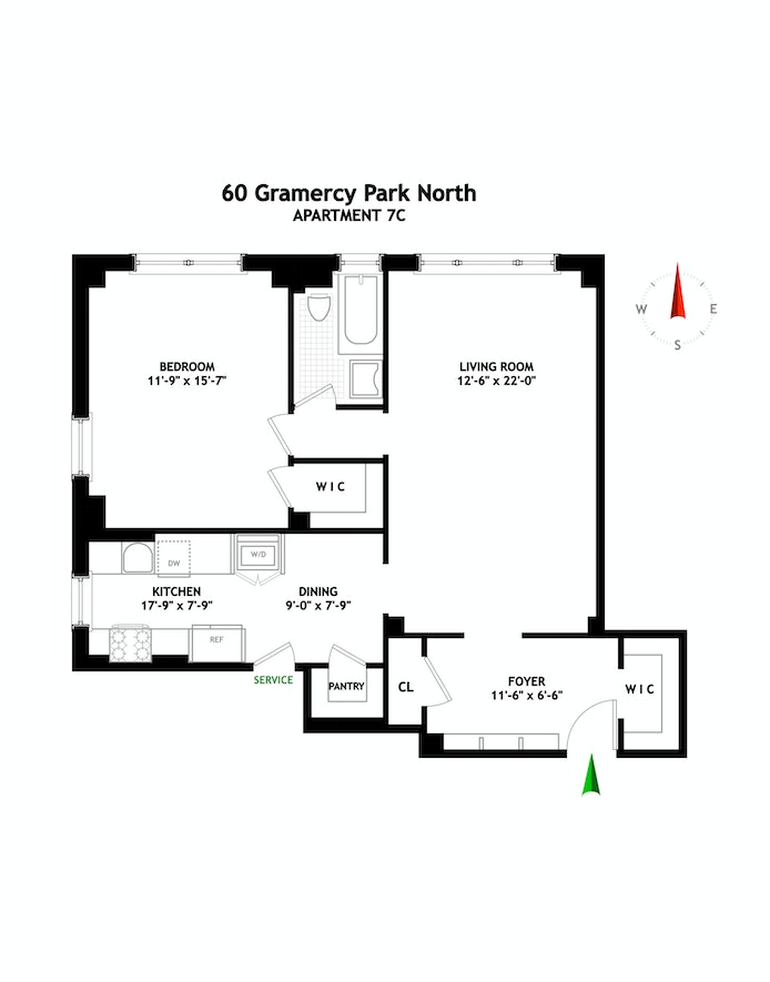 Floorplan for 60 Gramercy Park, 7C