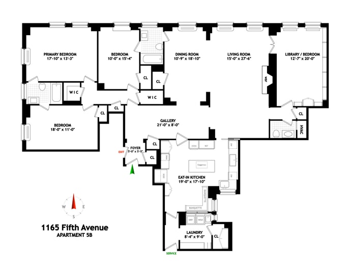 Floorplan for 1165 Fifth Avenue, 5B