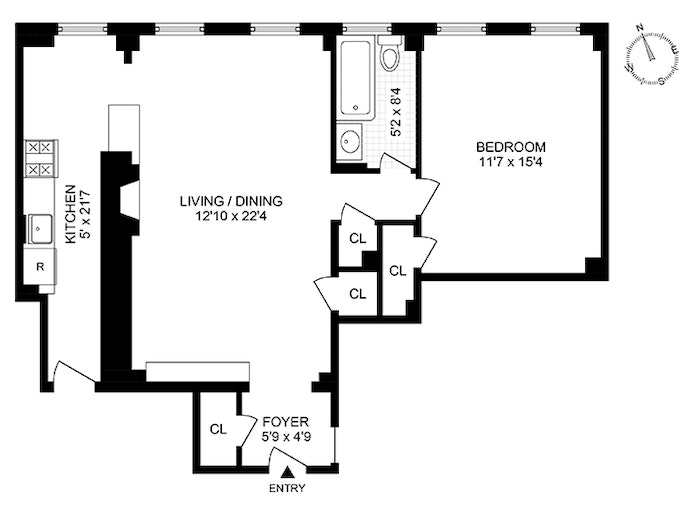 Floorplan for 440 West 34th Street, 14B