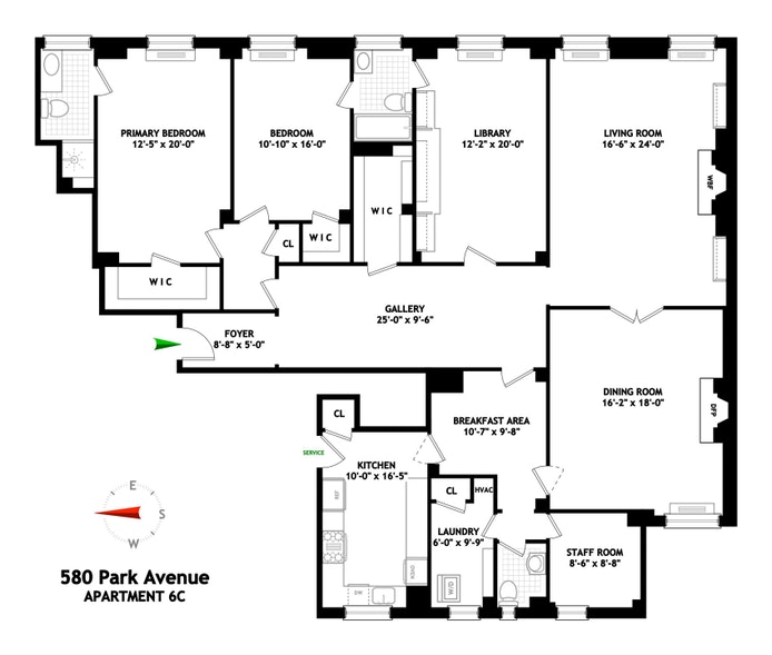Floorplan for 580 Park Avenue, 6C