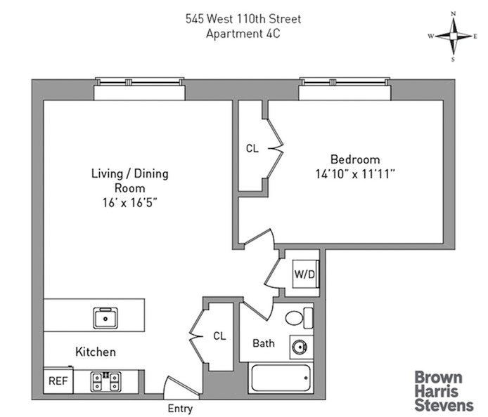 Floorplan for 545 West 110th Street, 4C