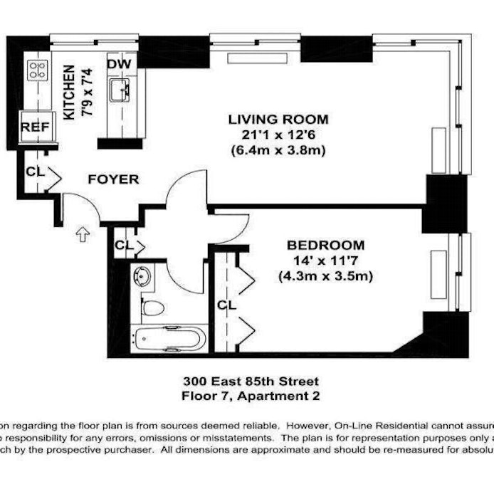 Floorplan for 300 East 85th Street, 702