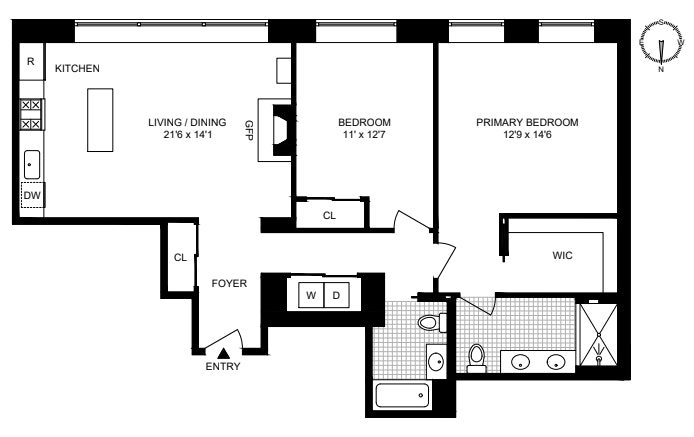 Floorplan for 520 West 45th Street, 5D