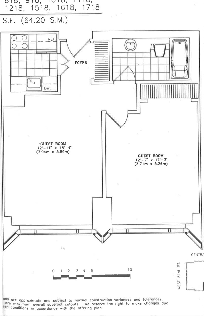 Floorplan for 1 Central Park West, 818