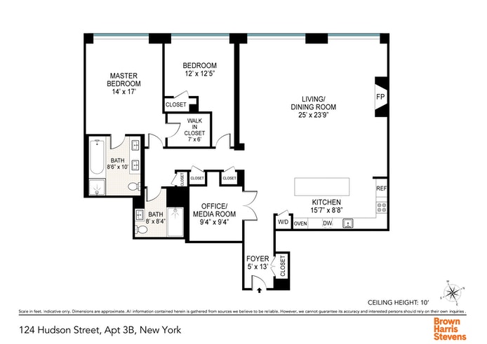 Floorplan for 124 Hudson Street, 3/B