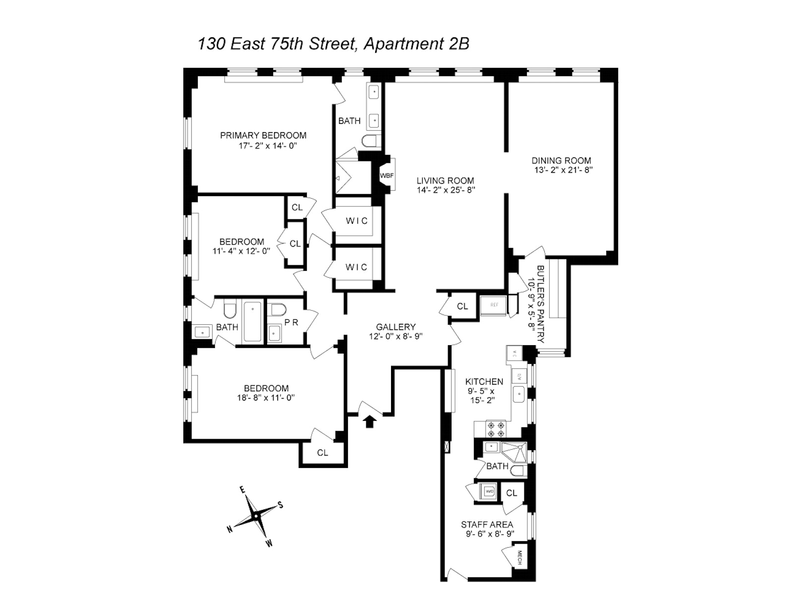 Floorplan for 130 East 75th Street, 2B