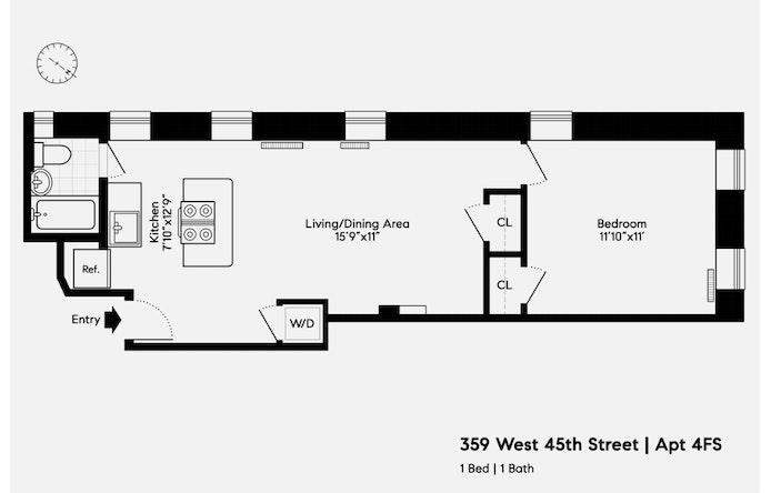 Floorplan for 359 West 45th Street, 4FS