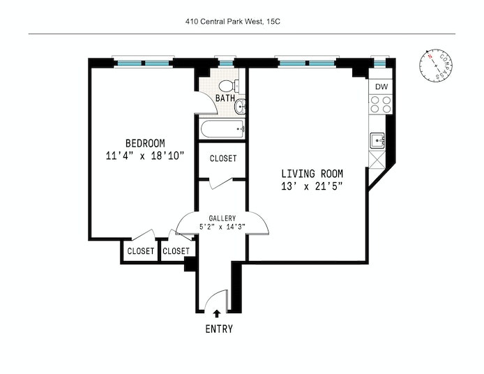 Floorplan for 410 Central Park West, 15C