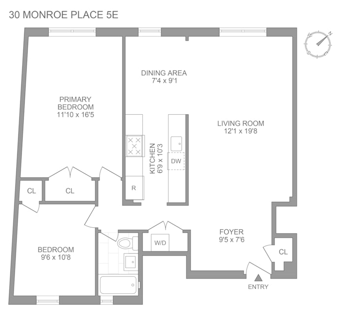 Floorplan for 30 Monroe Place, 5E
