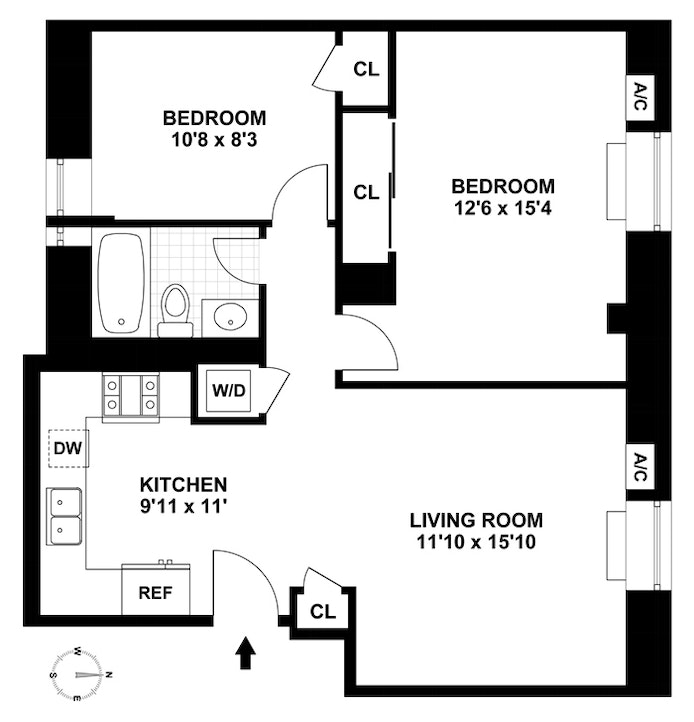 Floorplan for 250 West 103rd Street, 1B