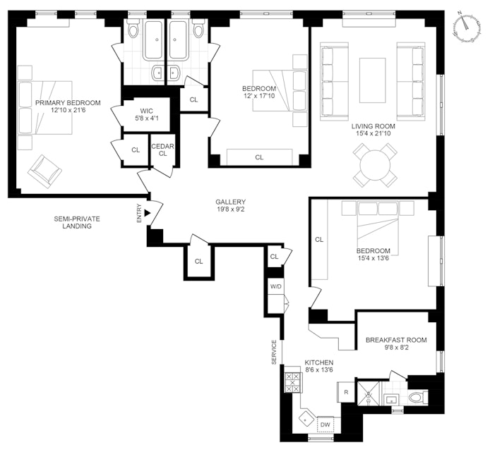 Floorplan for 37 Riverside Drive, 6B