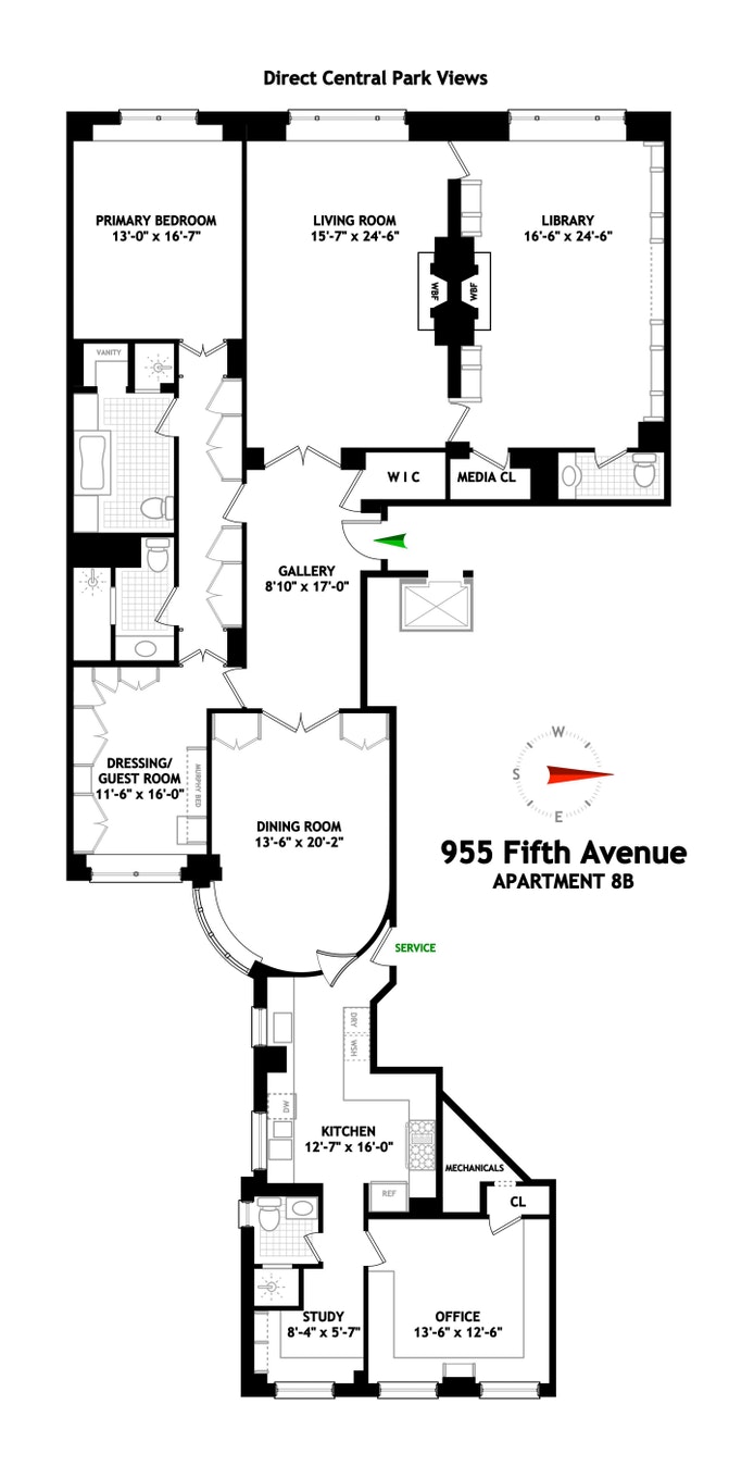 Floorplan for 955 Fifth Avenue, 8B