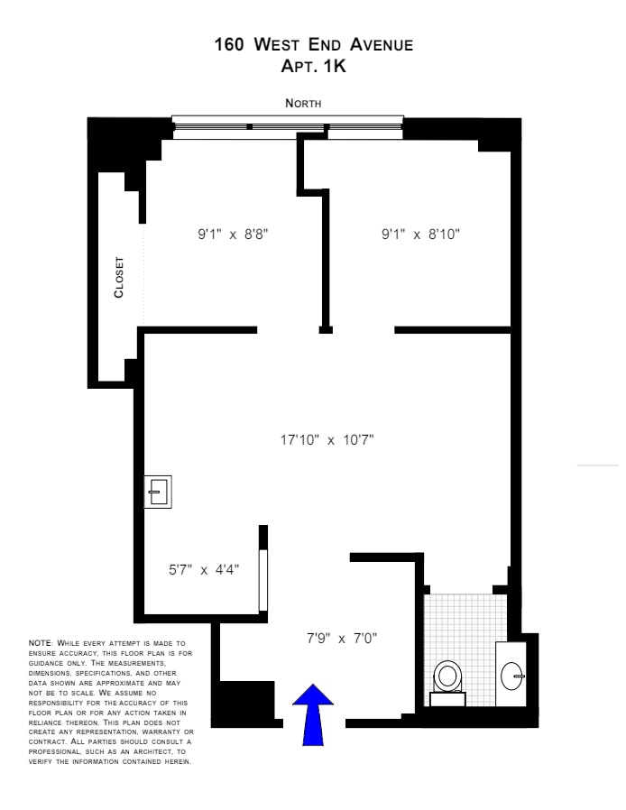 Floorplan for 140 West End Avenue, 1K