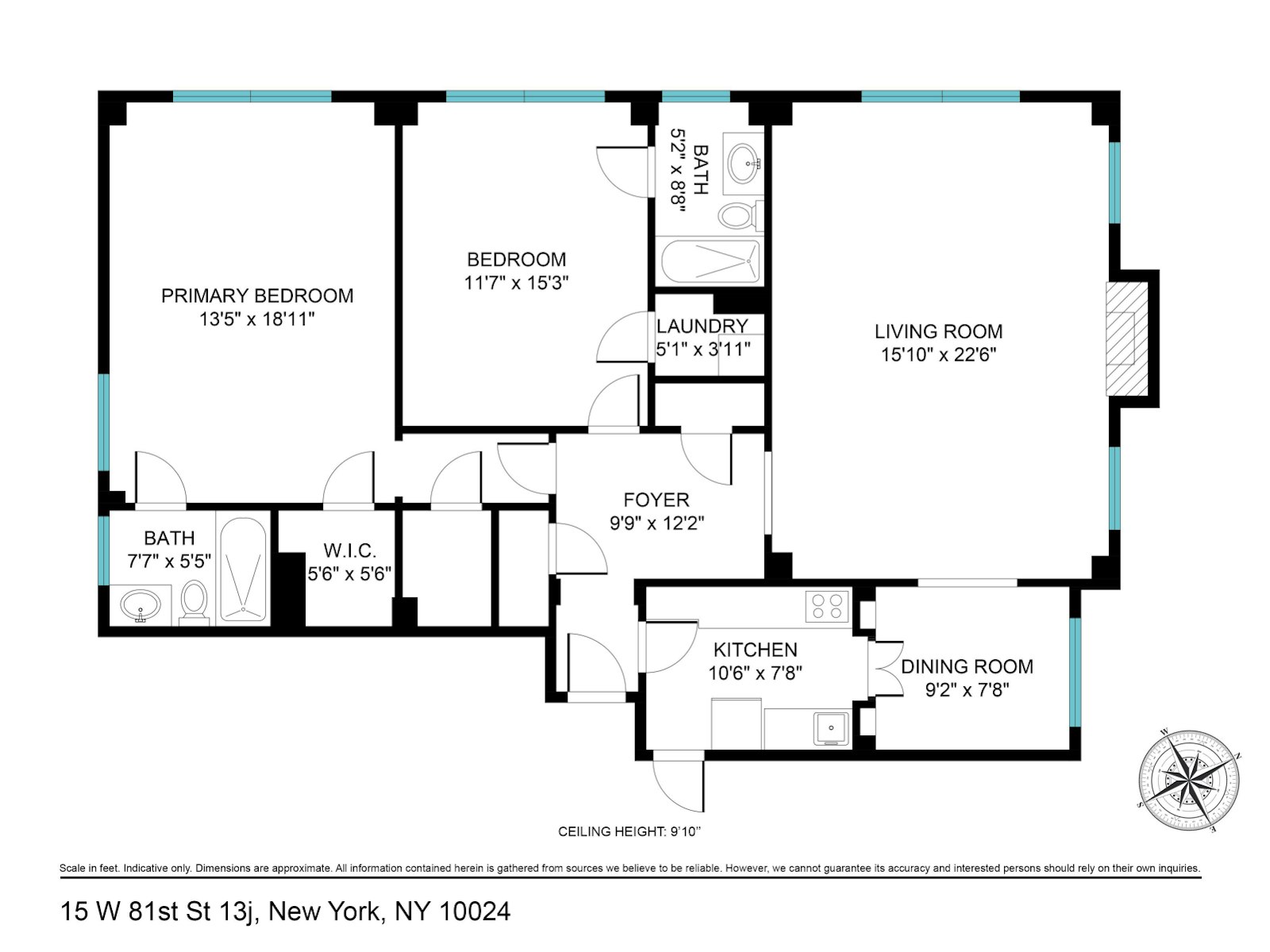 Floorplan for 15 West 81st Street, 13J