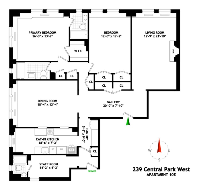 Floorplan for 239 Central Park West, 10E