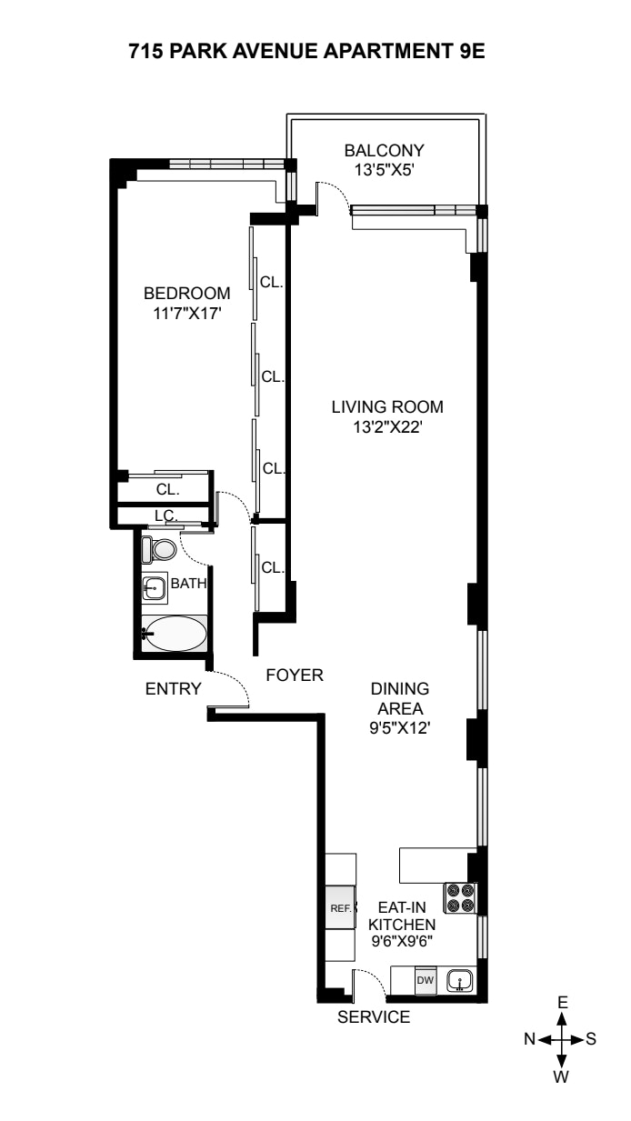 Floorplan for 715 Park Avenue, 9E