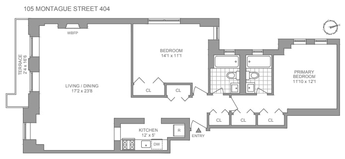 Floorplan for 105 Montague Street, 404