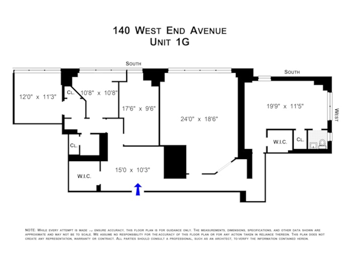 Floorplan for 140 West End Avenue, 1G