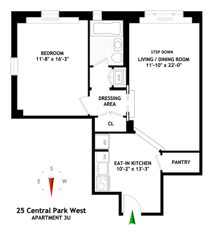 Floorplan for 25 Central Park West, 3U