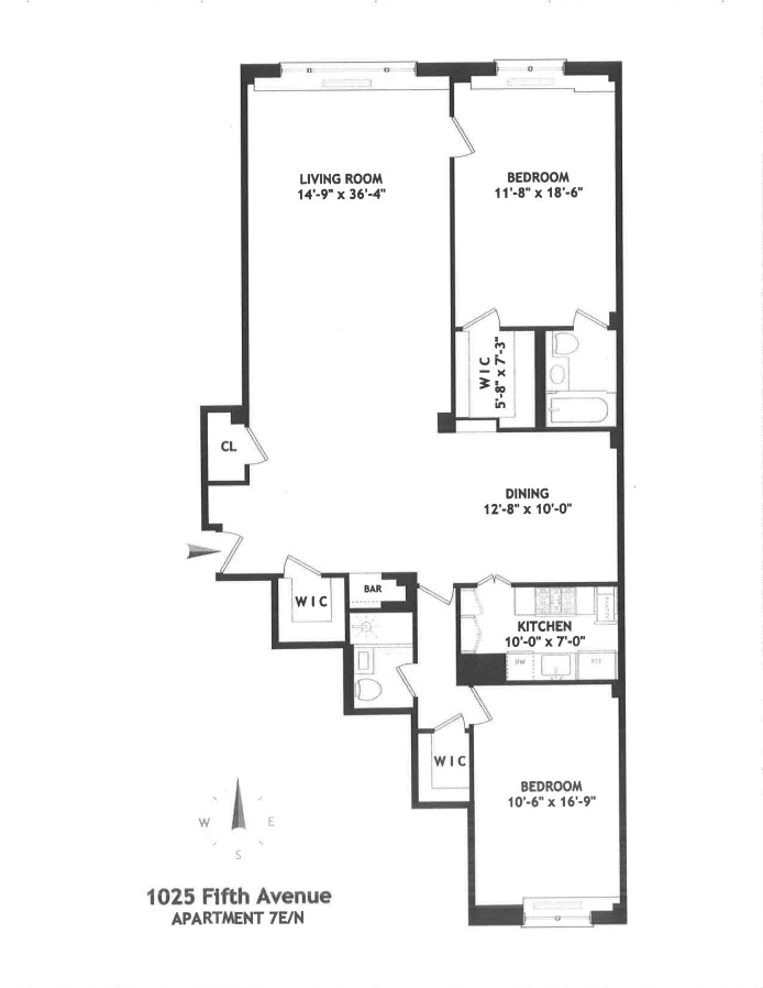 Floorplan for 1025 Fifth Avenue, 7E/N