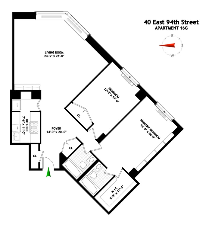 Floorplan for 40 East 94th Street, 16G